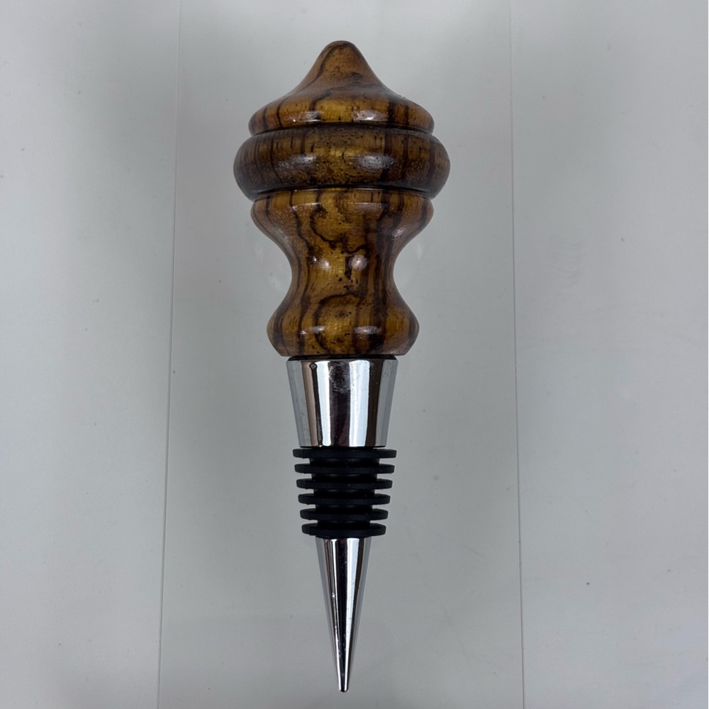Handcrafted Wine Stopper Hand-Turned Wood Metal Flexible Rubber Seal Preserver